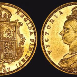 1887 MELBOURNE JUBILEE HEAD HALF SOVEREIGN