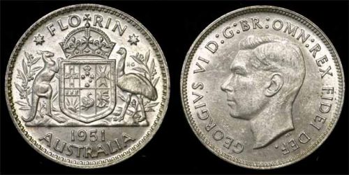1951 KING GEORGE VI AUSTRALIA FLORIN