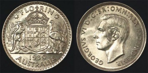 1939 KING GEORGE VI AUSTRALIA FLORIN