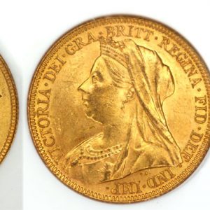 1896 SYDNEY MINT VEILED HEAD SOVEREIGN   Slabbed (NGC MS61)