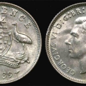 1939 K.G. VI AUSTRALIA SIXPENCE (NICE UNC)